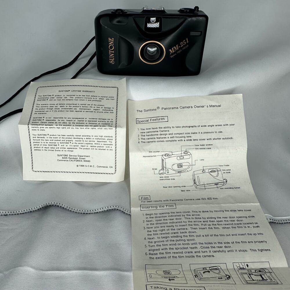 Vintage Suntone MM-251 35mm Film Free Focus Camera Original Manual/Warranty 1996
